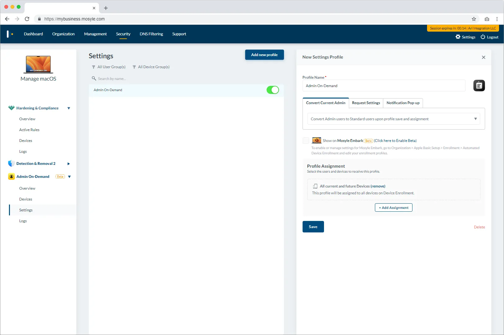 Mosyle Admin Console