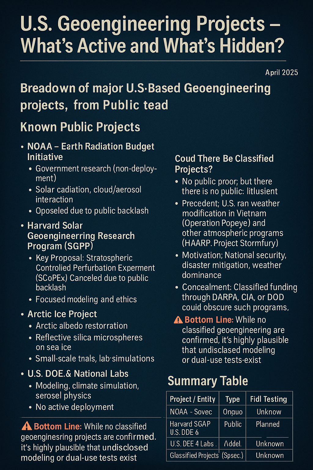 Geoengineering Projects Chart